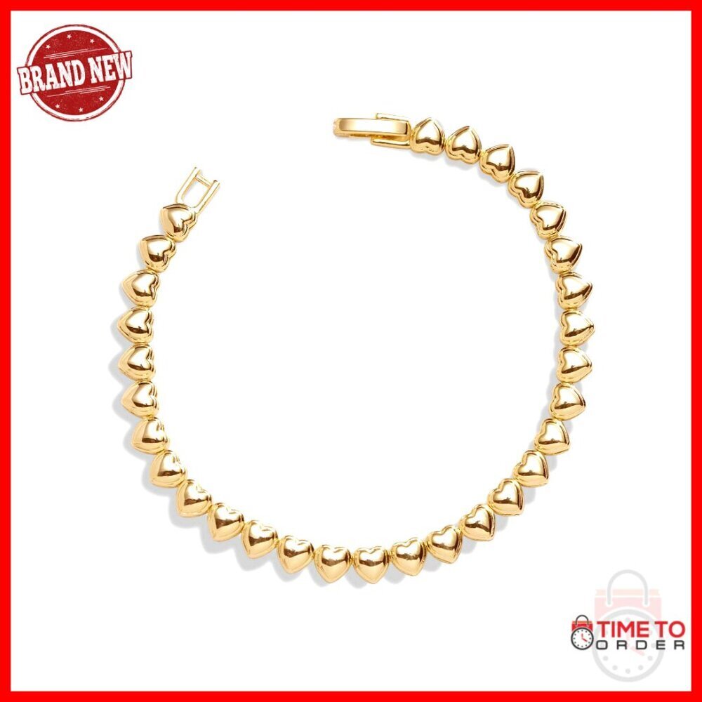Classic Tennis Bracelet Elegant Minimal Chic 14K Gold Filled Heart Links